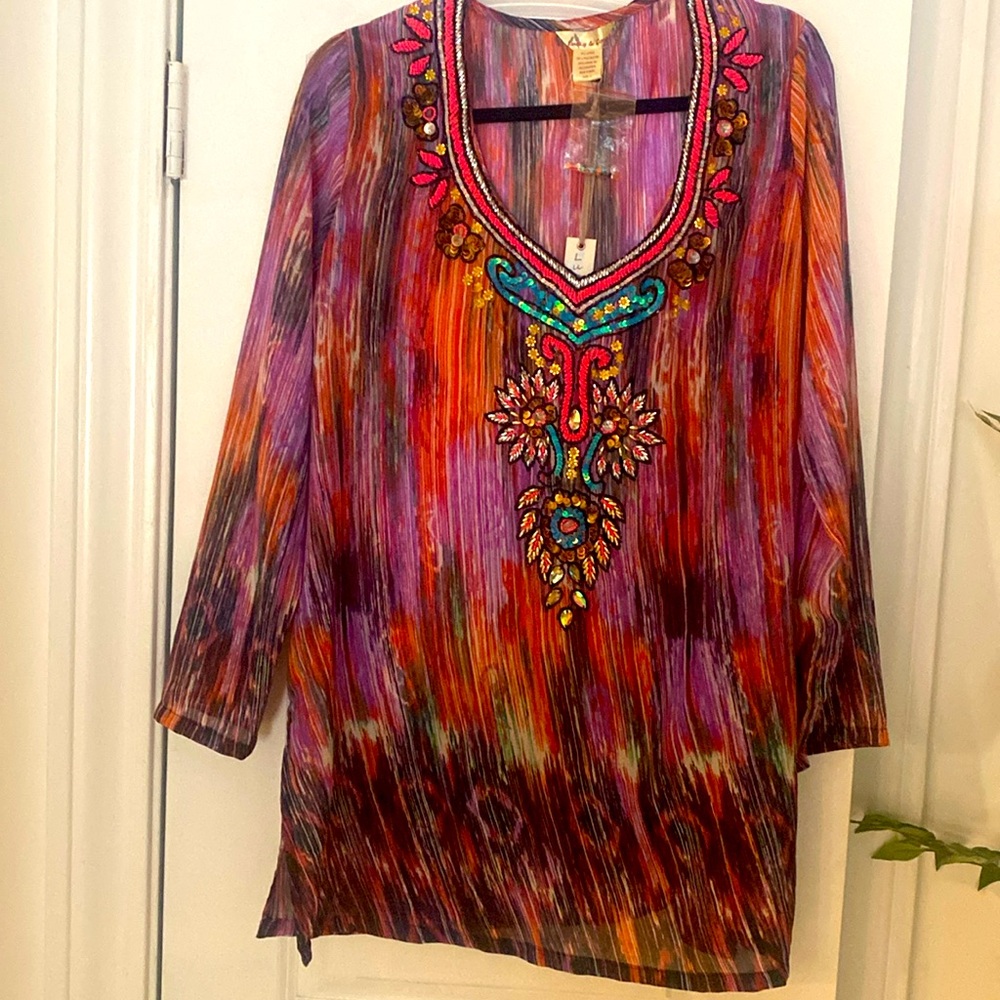 Beautiful Embellished swim coverup/caftan
